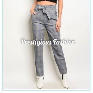 Tie up pants pin striped